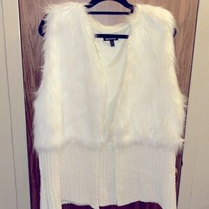 Faux Fur Sweater Vest in  Swiss Cream